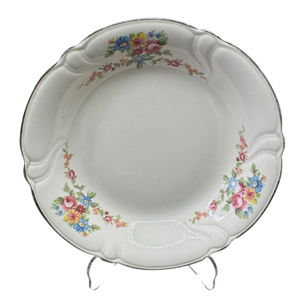 Vintage Taylor Smith Taylor‎ Rose Garden Soup Cereal Bowl Scalloped Edge